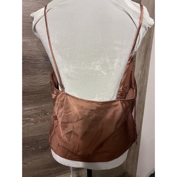 OLM Rust Orange Cowl Neck Cropped Satin Cami Tank Top Women X Large - Picture 7 of 7